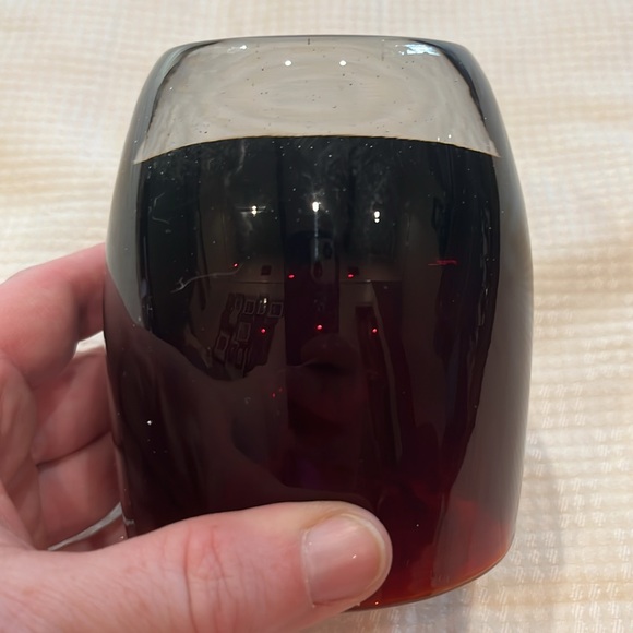 Glassy baby grateful red candleholder 3 inches in diameter 4 inches tall - Picture 5 of 8